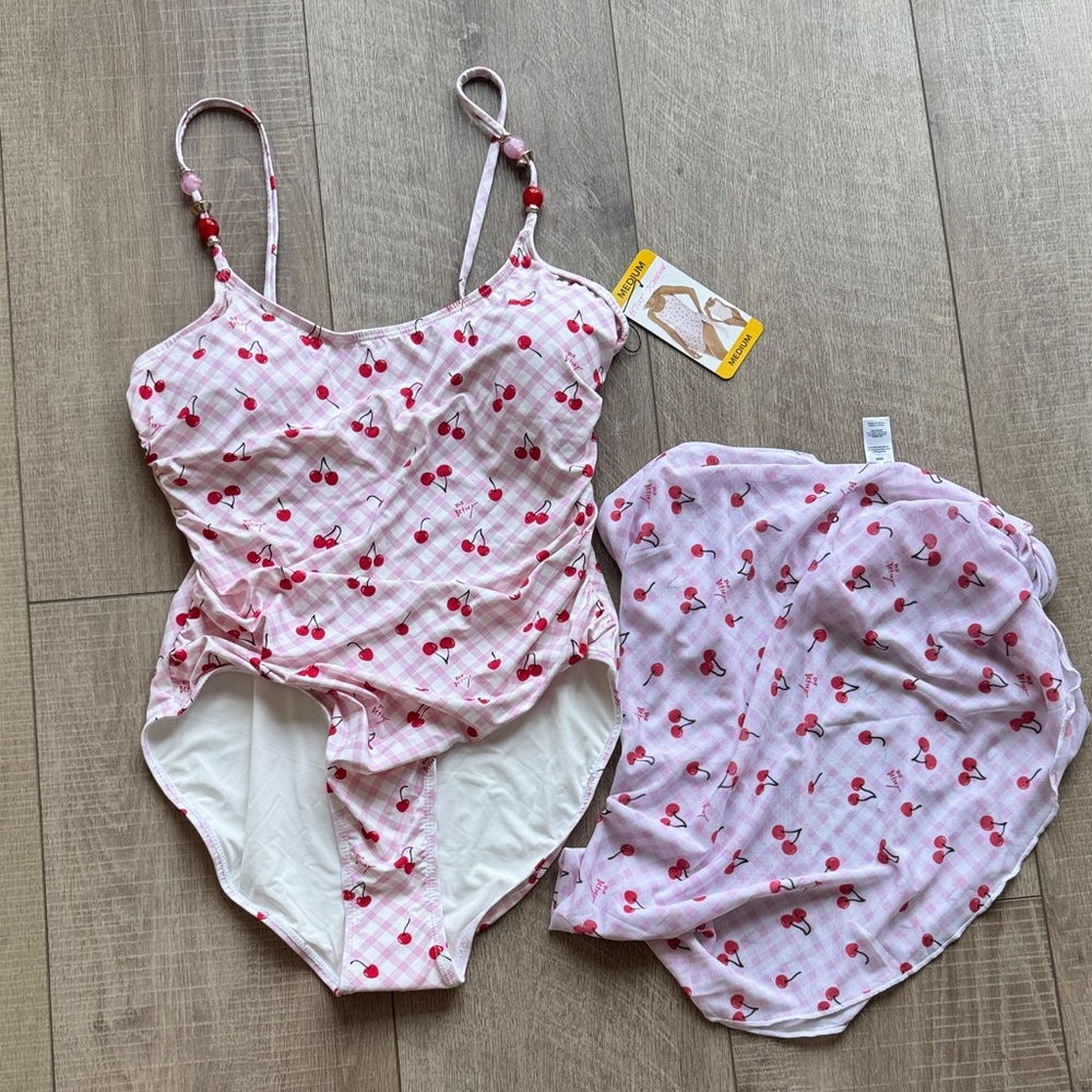 Betsey Johnson Pink Cherry One-Piece Swimsuit
